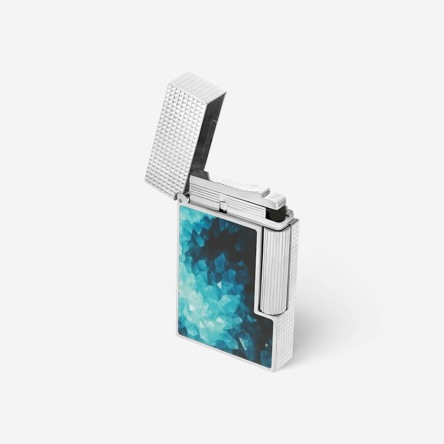 S.T. Dupont Line 2 Geode Blue Lacquer & Palladium Lighter C16035CL