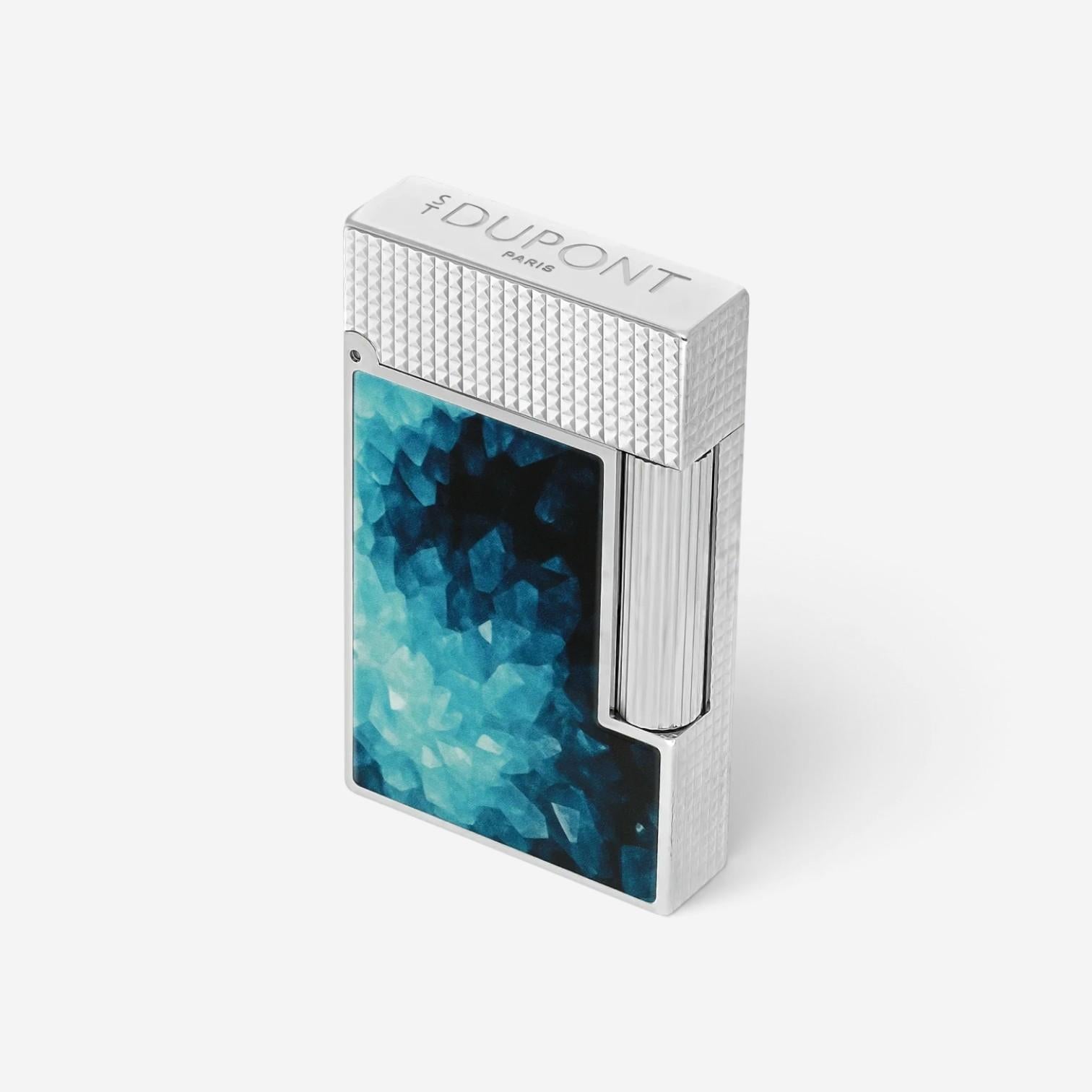 S.T. Dupont Line 2 Geode Blue Lacquer & Palladium Lighter C16035CL