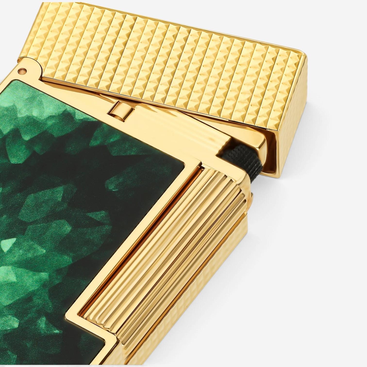 S.T. Dupont Line 2 Geode Green Lacquer & Gold Lighter C16036CL