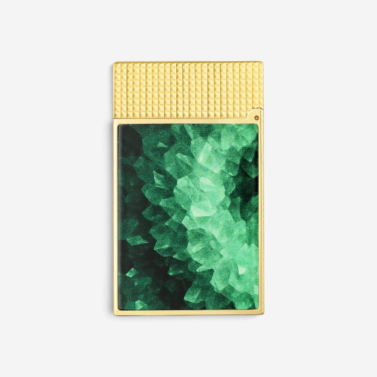 S.T. Dupont Line 2 Geode Green Lacquer & Gold Lighter C16036CL