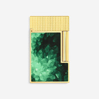 S.T. Dupont Line 2 Geode Green Lacquer & Gold Lighter C16036CL