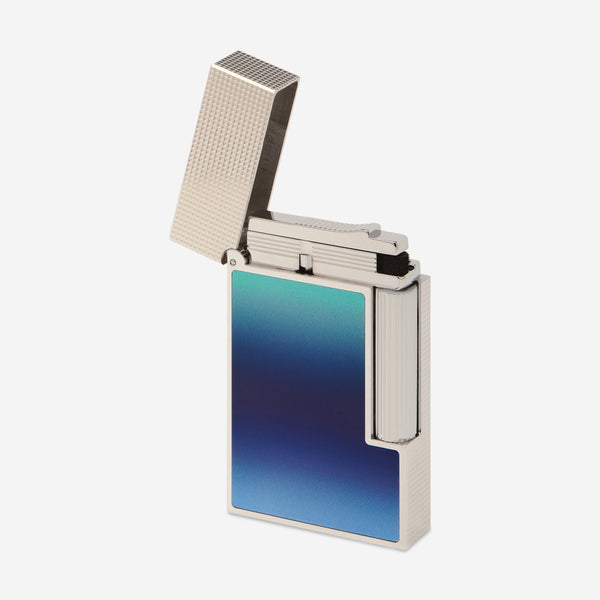 S.T. Dupont Line 2 La Mer Gradient Blue Lacquer Palladium Plated Lighter C16132