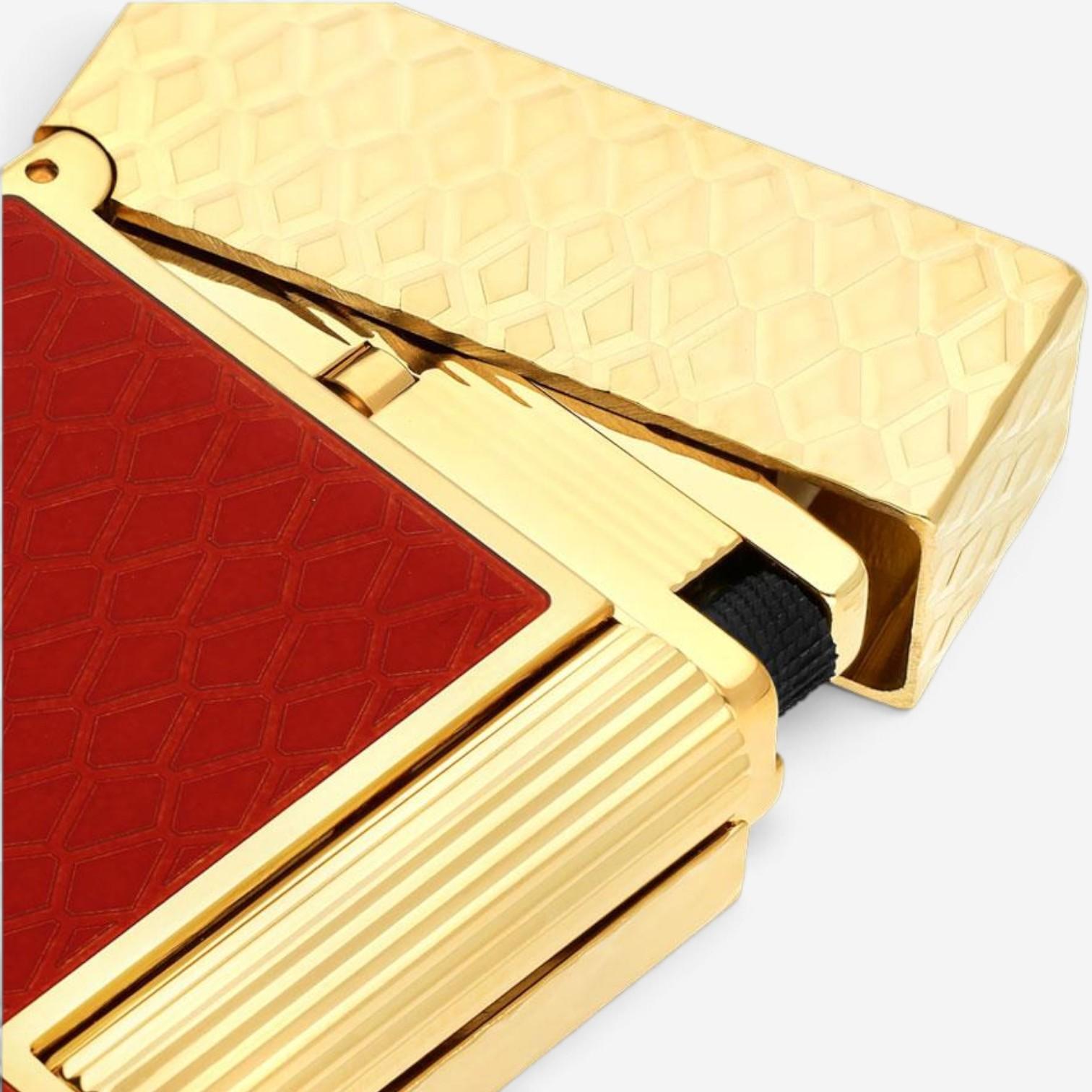 S.T. Dupont Line 2 Red Dragon Animation Burgundy Lacquer & Gold Lighter C16626