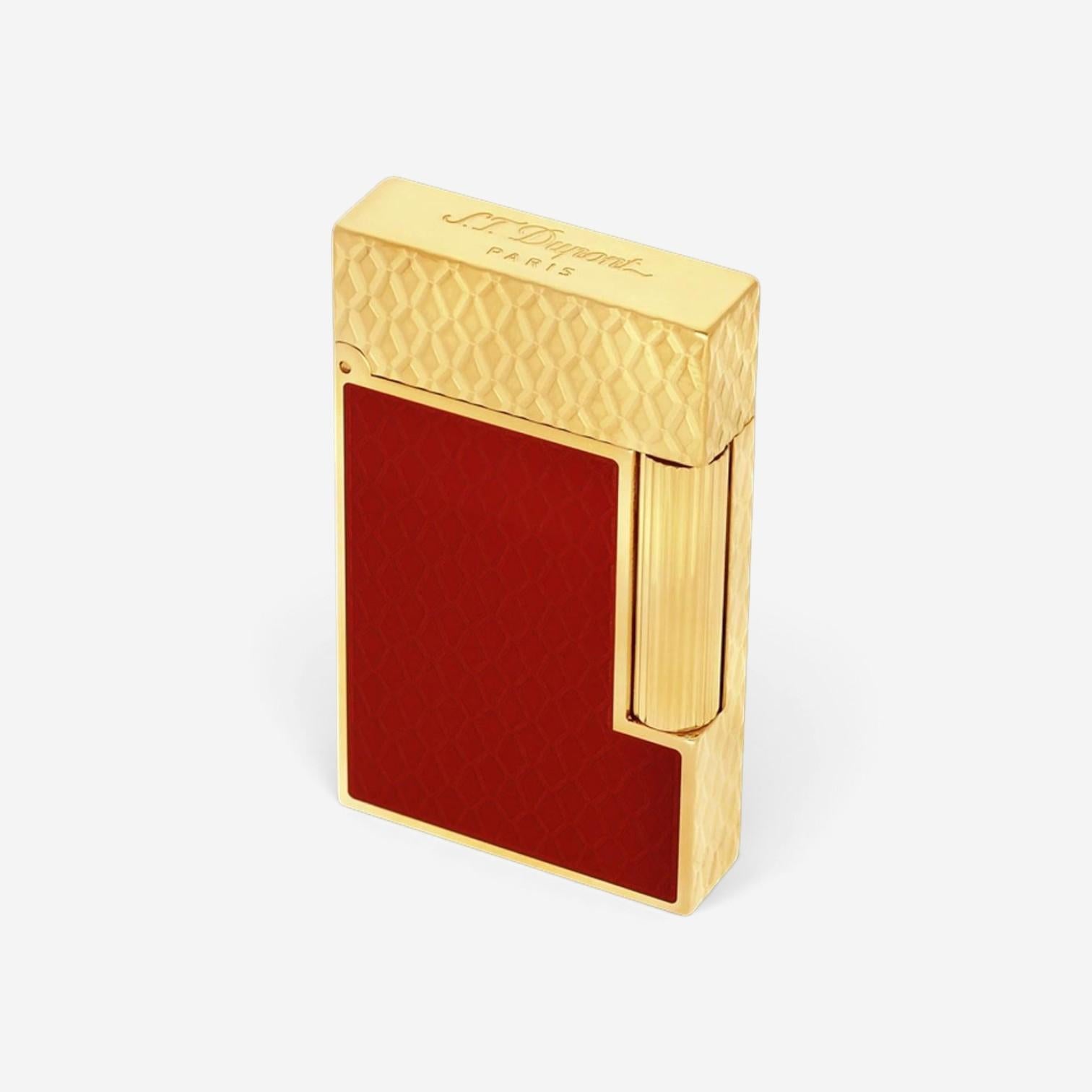 S.T. Dupont Line 2 Red Dragon Animation Burgundy Lacquer & Gold Lighter C16626