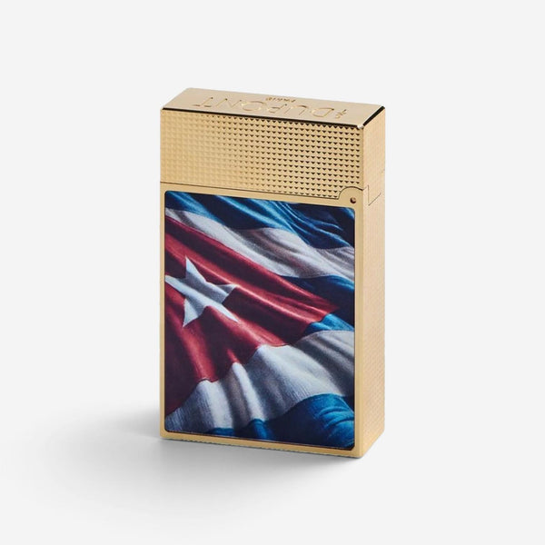 S.T. Dupont Line 2 Cuba Fields & Flag Gold & Multi-Color Lacquer Lighter C16655