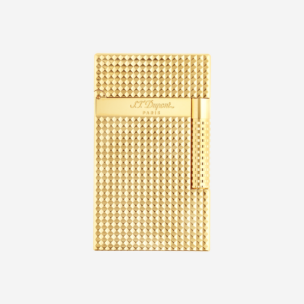S.T. Dupont Le Grand Brass & Yellow Gold Plated Diamond Head Lighter C23009