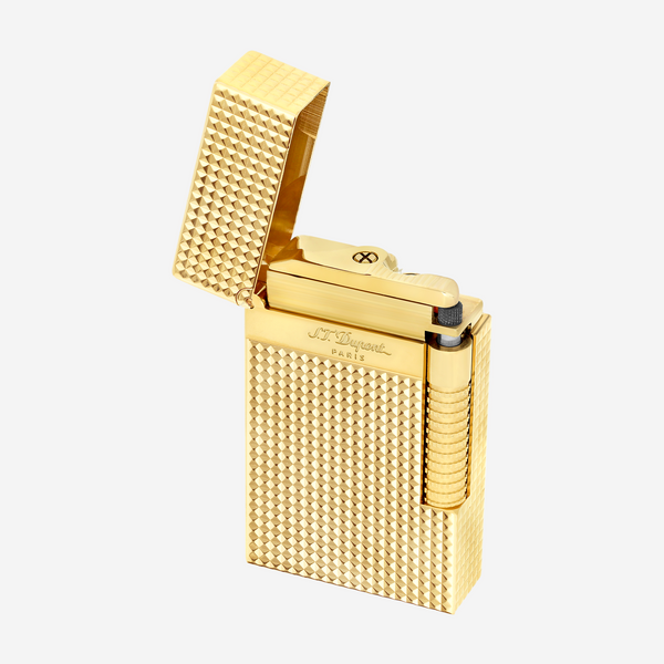 S.T. Dupont Le Grand Brass & Yellow Gold Plated Diamond Head Lighter C23009