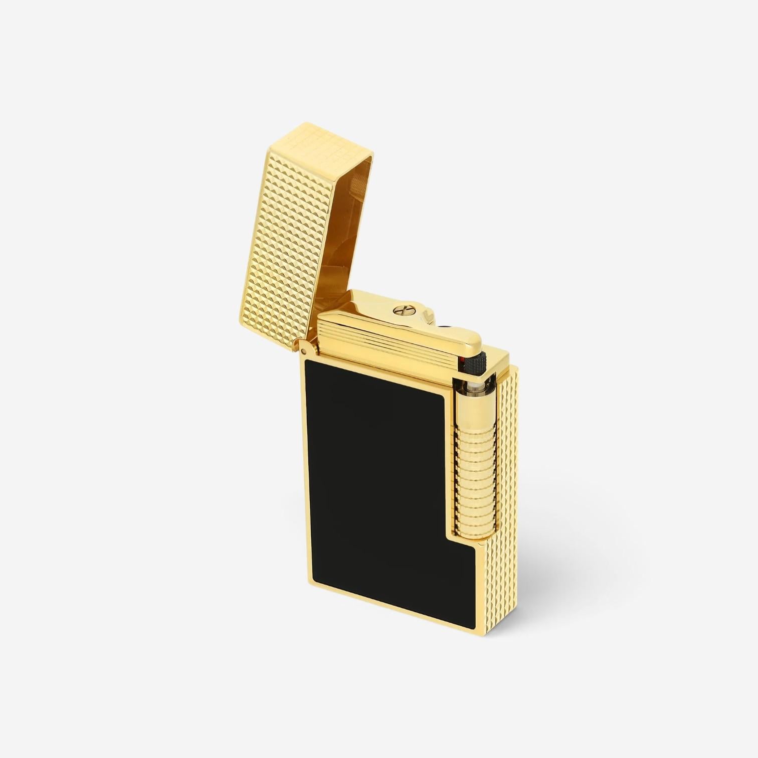 S.T. Dupont LeGrand Black Lacquer Yellow Gold Diamond Head Lighter C23790CL