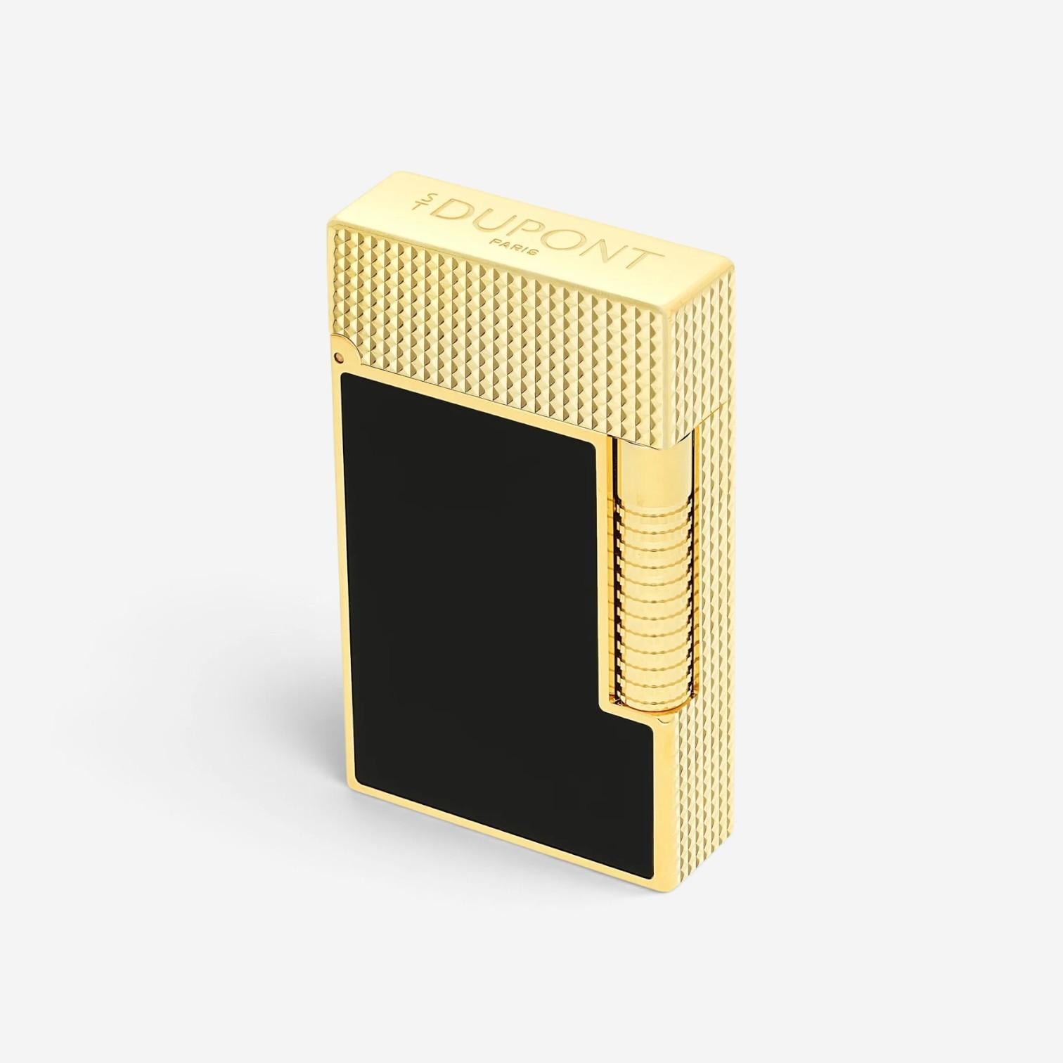 S.T. Dupont LeGrand Black Lacquer Yellow Gold Diamond Head Lighter C23790CL