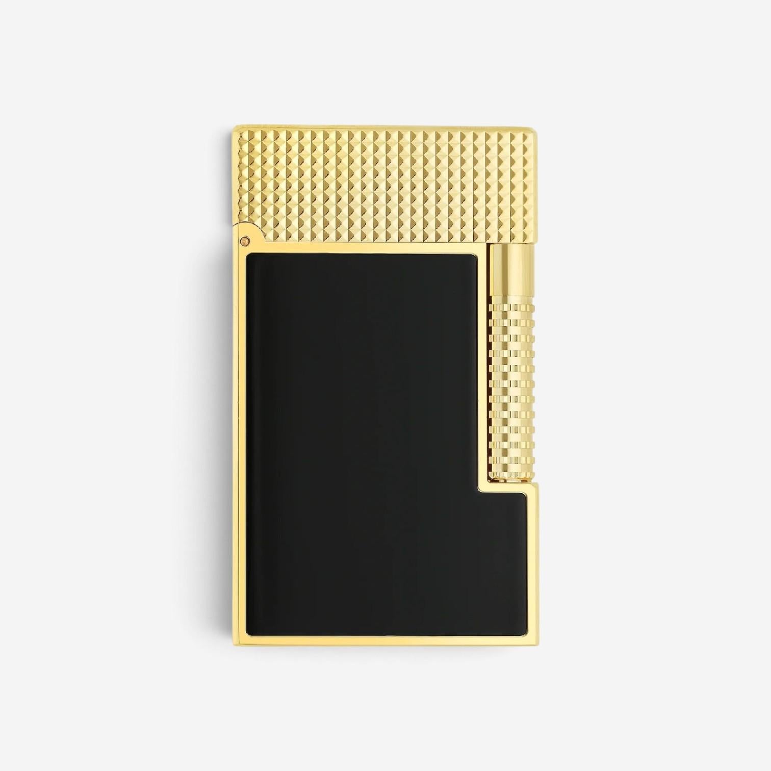 S.T. Dupont LeGrand Black Lacquer Yellow Gold Diamond Head Lighter C23790CL