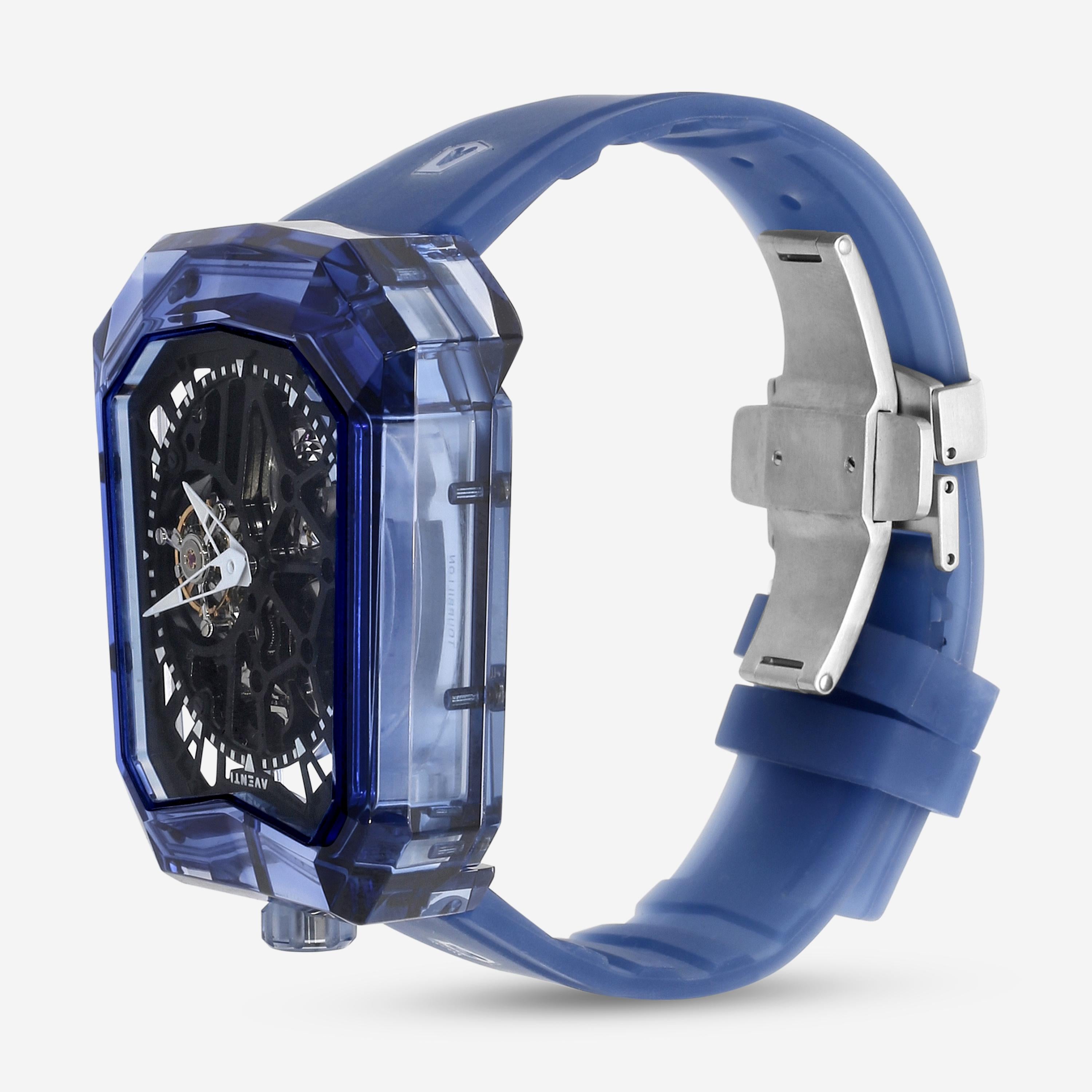 Aventi Royal Blue Sapphire Crystal Tourbillon Manual Wind Men's Watch A11-02