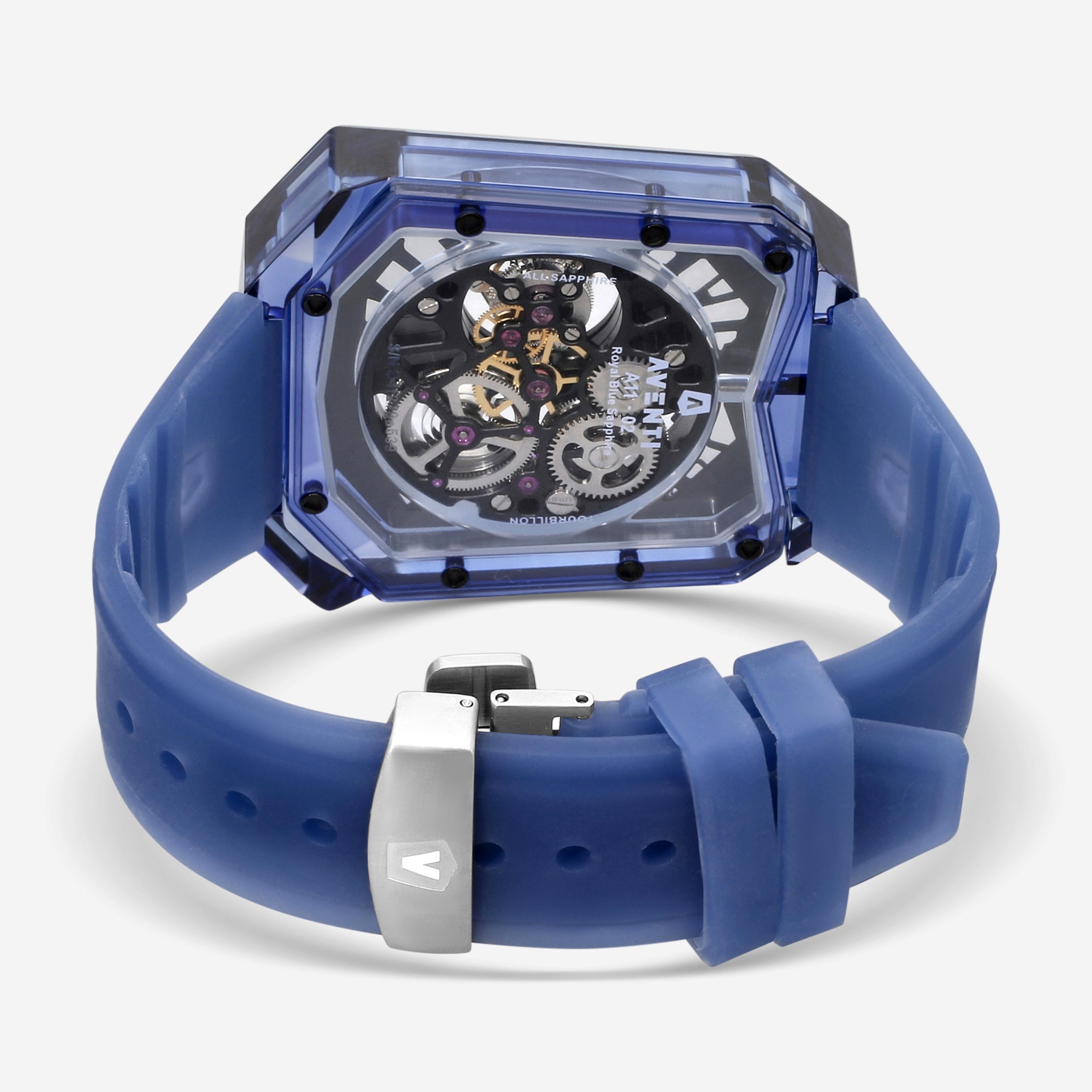 Aventi Royal Blue Sapphire Crystal Tourbillon Manual Wind Men's Watch A11-02