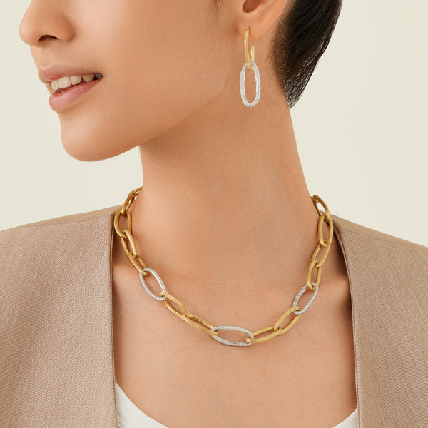Marco Bicego Jaipur Link 18K Yellow & White Gold Diamond Link Necklace CB2666_B2 - THE SOLIST