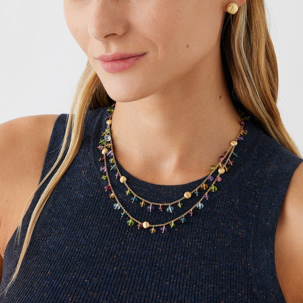 Marco Bicego Africa Multi-Gemstone 18K Yellow Gold Double Necklace CB2785_MIX02 - THE SOLIST