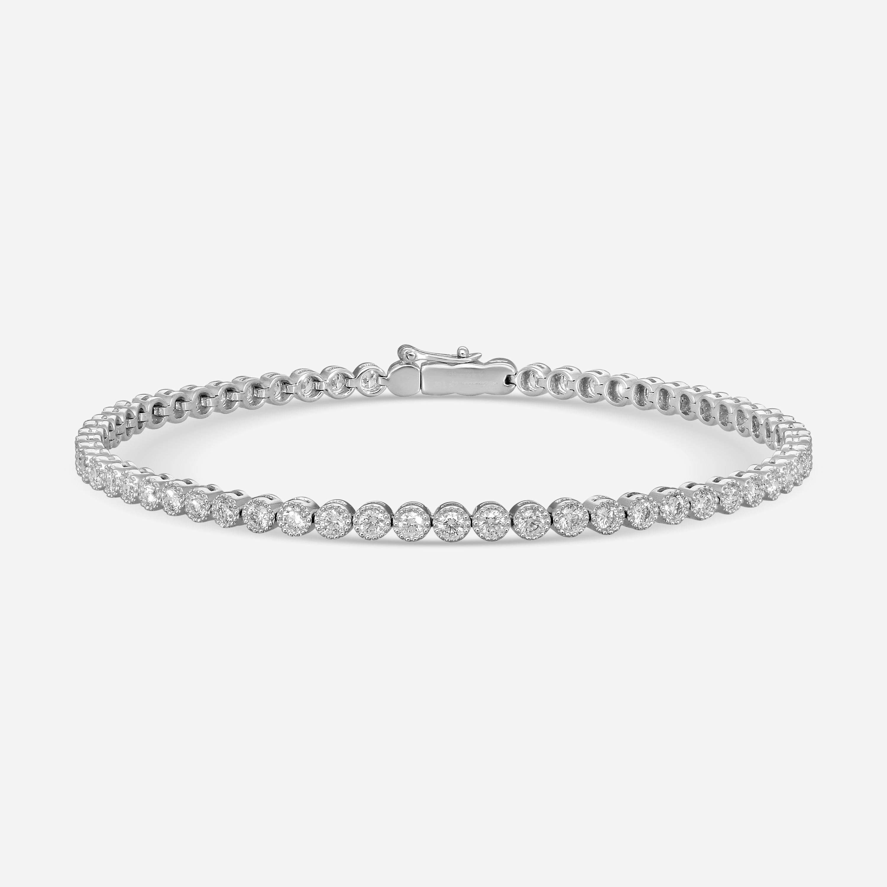 Mémoire - Milgrain 18K White Gold Line Diamond Bracelet CBDD134-18KW - THE SOLIST