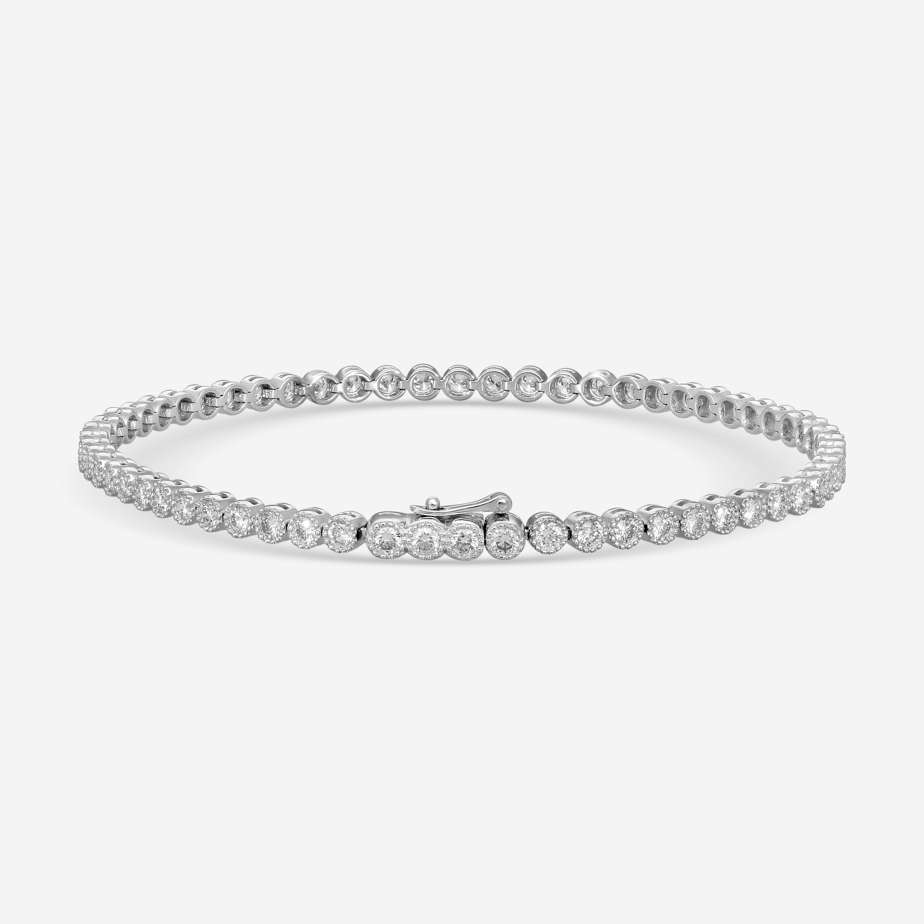Mémoire - Milgrain 18K White Gold Line Diamond Bracelet CBDD134-18KW - THE SOLIST