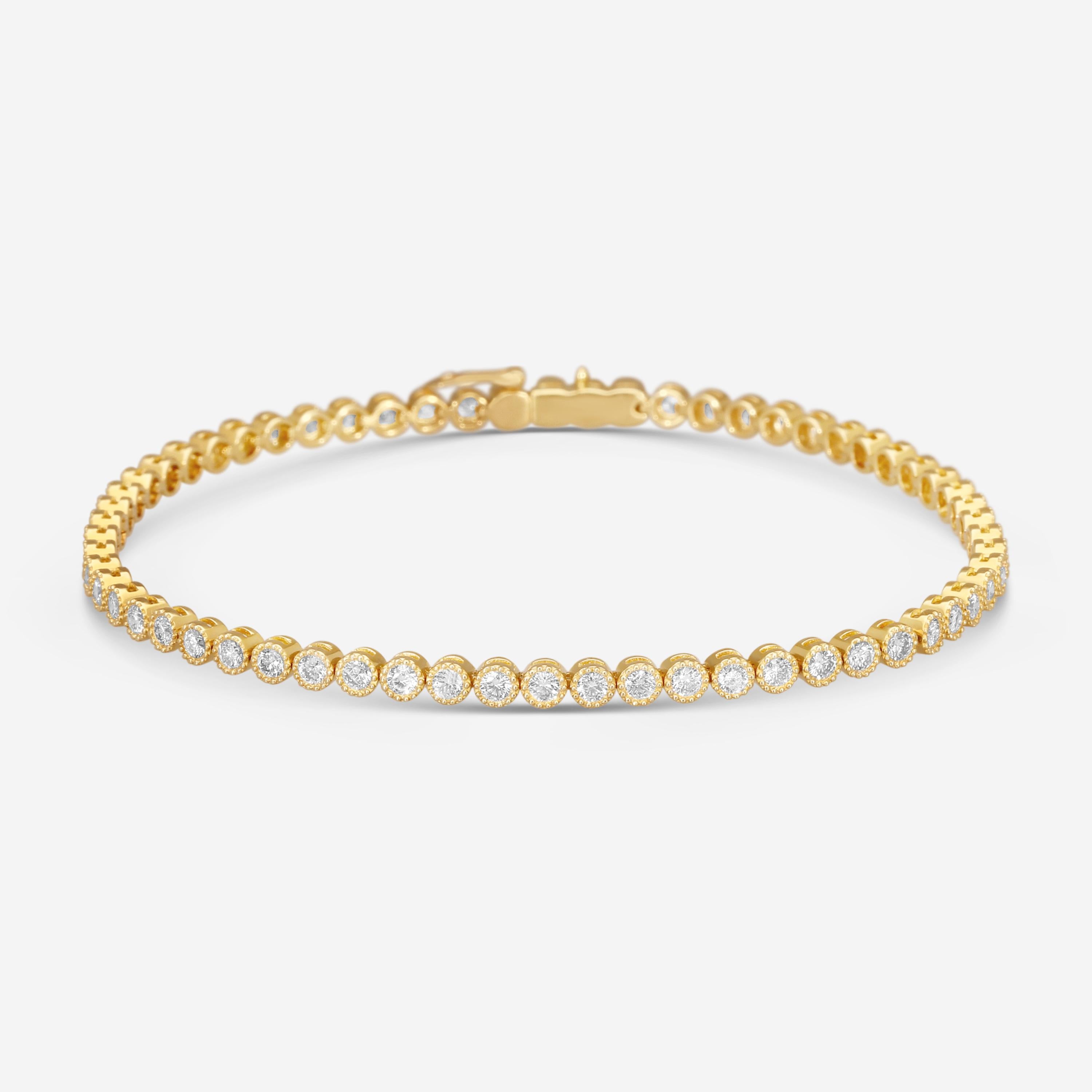 Mémoire Milgrain 18K Yellow Gold Diamond Tennis Bracelet CBDD134-18KY