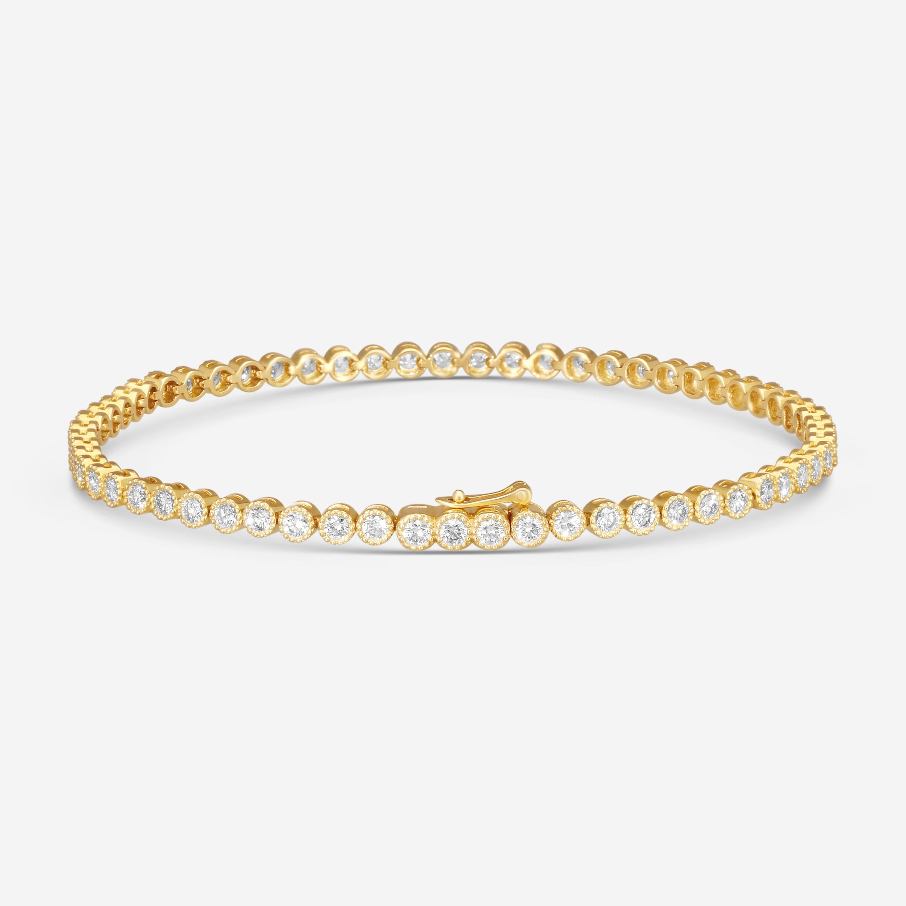 Mémoire Milgrain 18K Yellow Gold Diamond Tennis Bracelet CBDD134-18KY