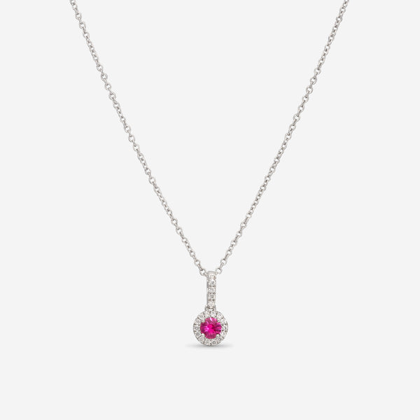 Ina Mar 14K White Gold Ruby and Diamond Drop Pendant PD-073001-Ruby