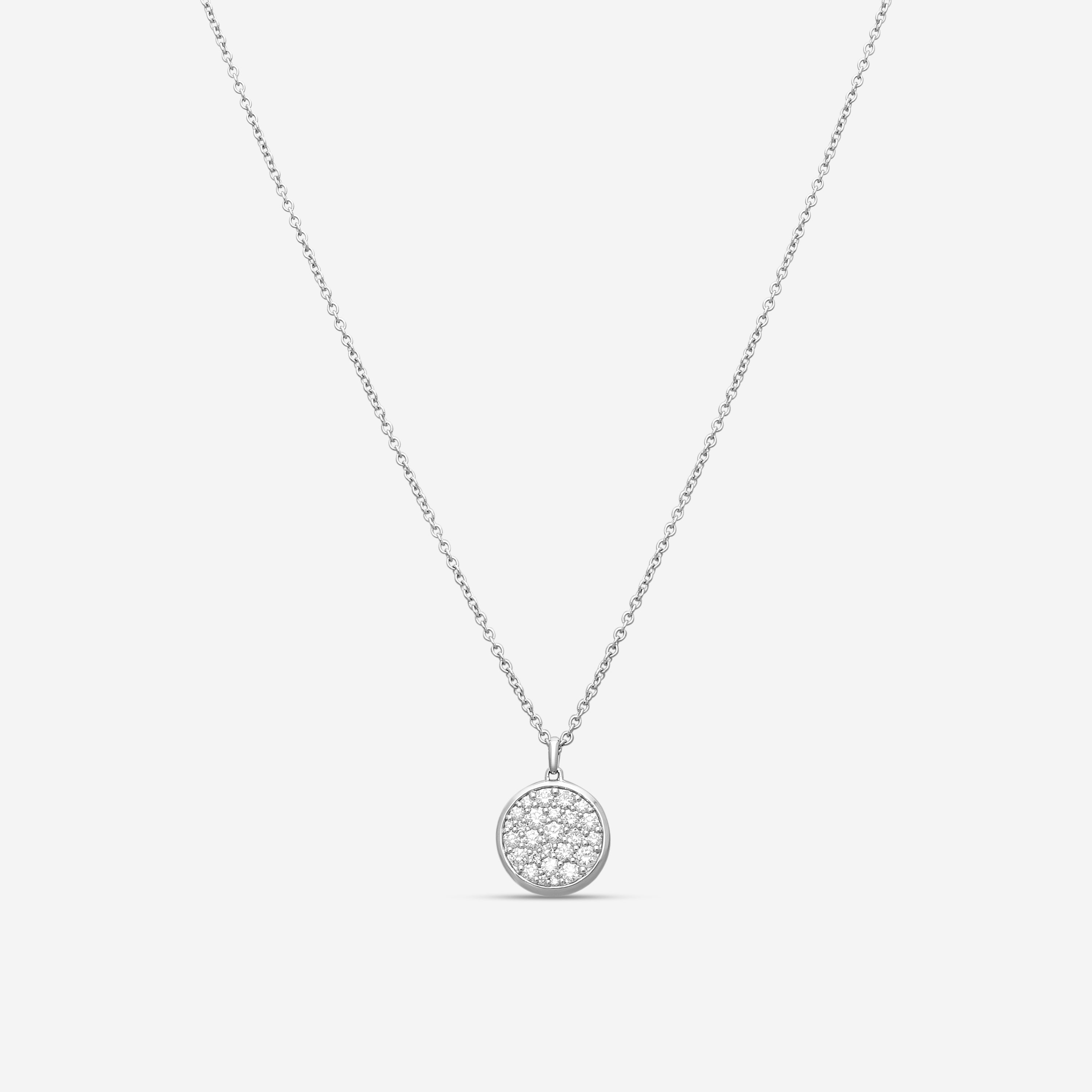 MEMOIRE - 18K WG Luna Pave Medallion Necklace 11mm (Approx.3.8gr./ DIA: .45ct.twd.) - CCPV110-WG
SIZE / L:18
