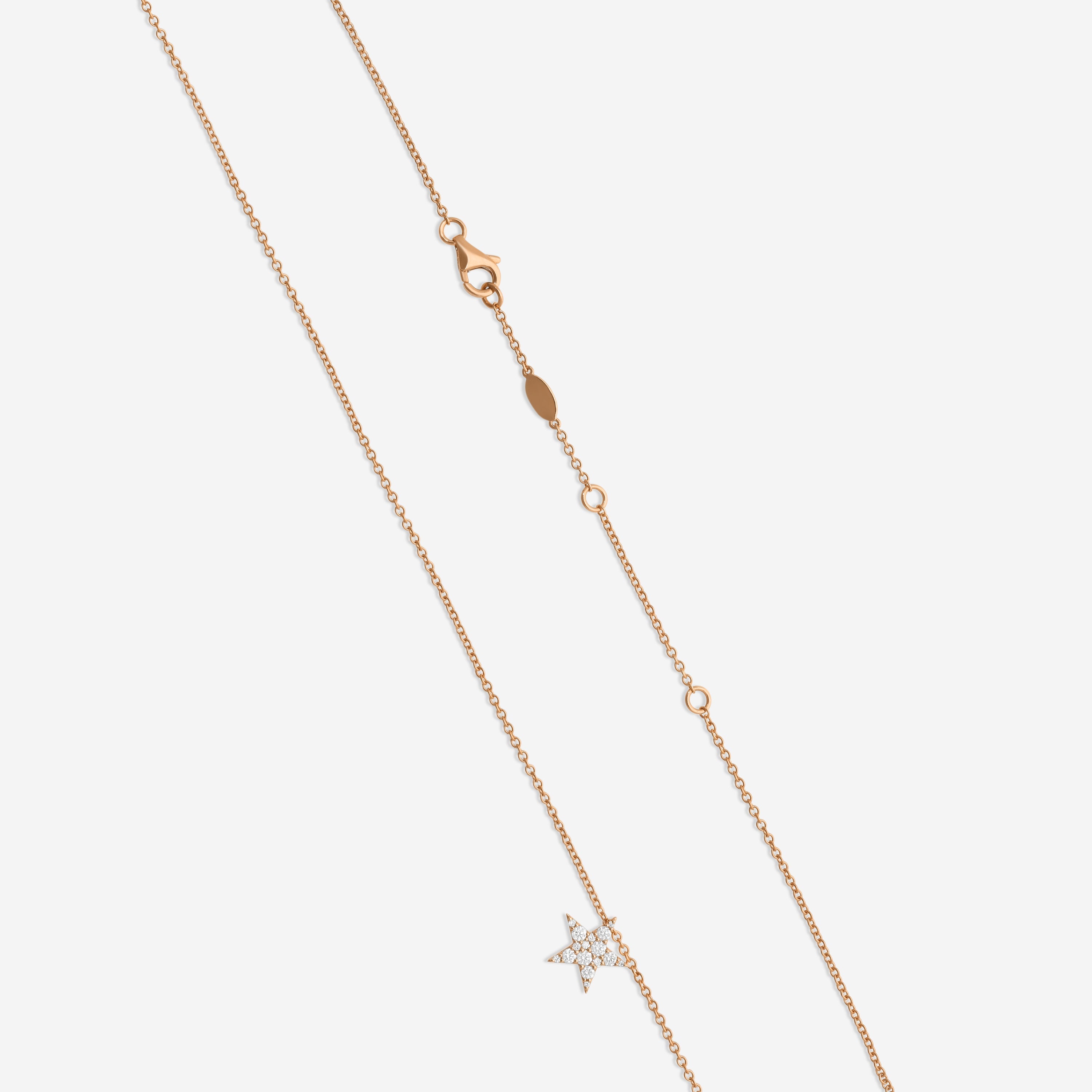MEMOIRE - 18K RG Luna Pave Star Pendant  (Approx.2.8gr./ DIA: .16ct.twd.) - CCPV111-RG
SIZE / L:18