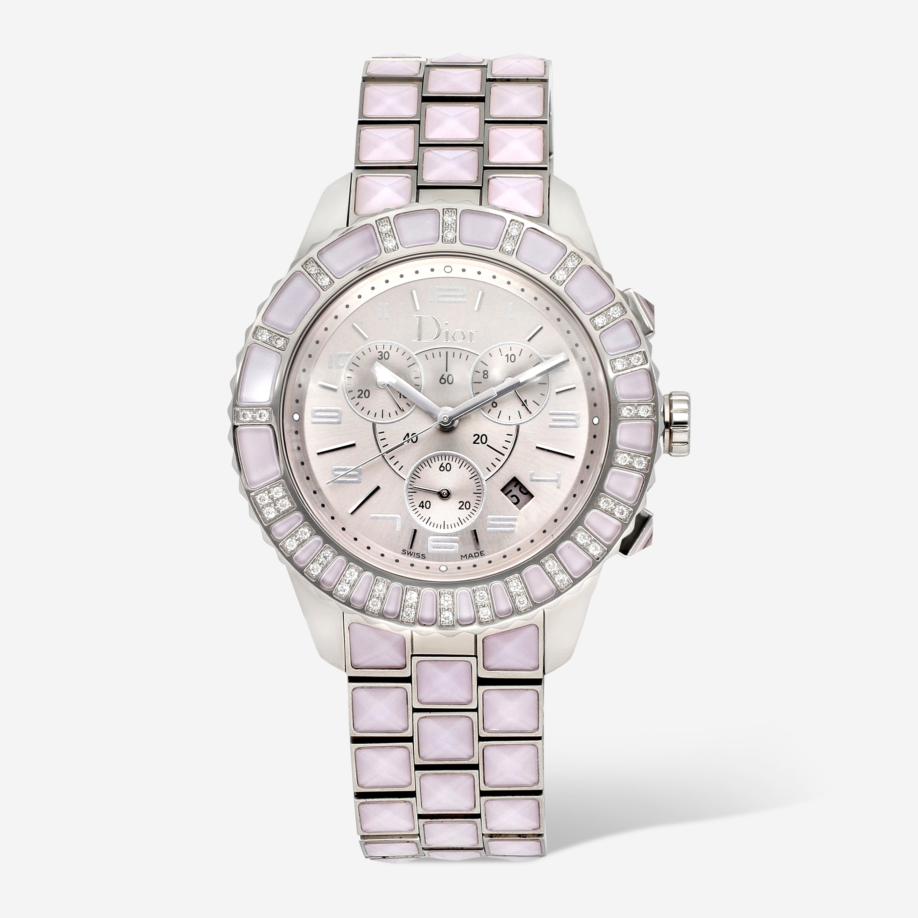 Dior Christal Chronograph Stainless Steel 38mm Quartz Ladies Watch CD114315M002