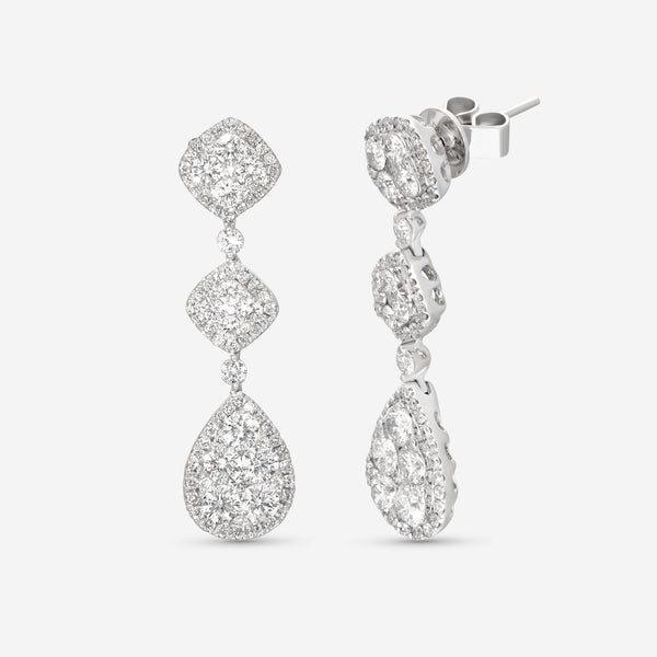 Ina Mar 18K White Gold, Diamond 2.94ct. tw. Cluster Drop Earrings IMKGK01