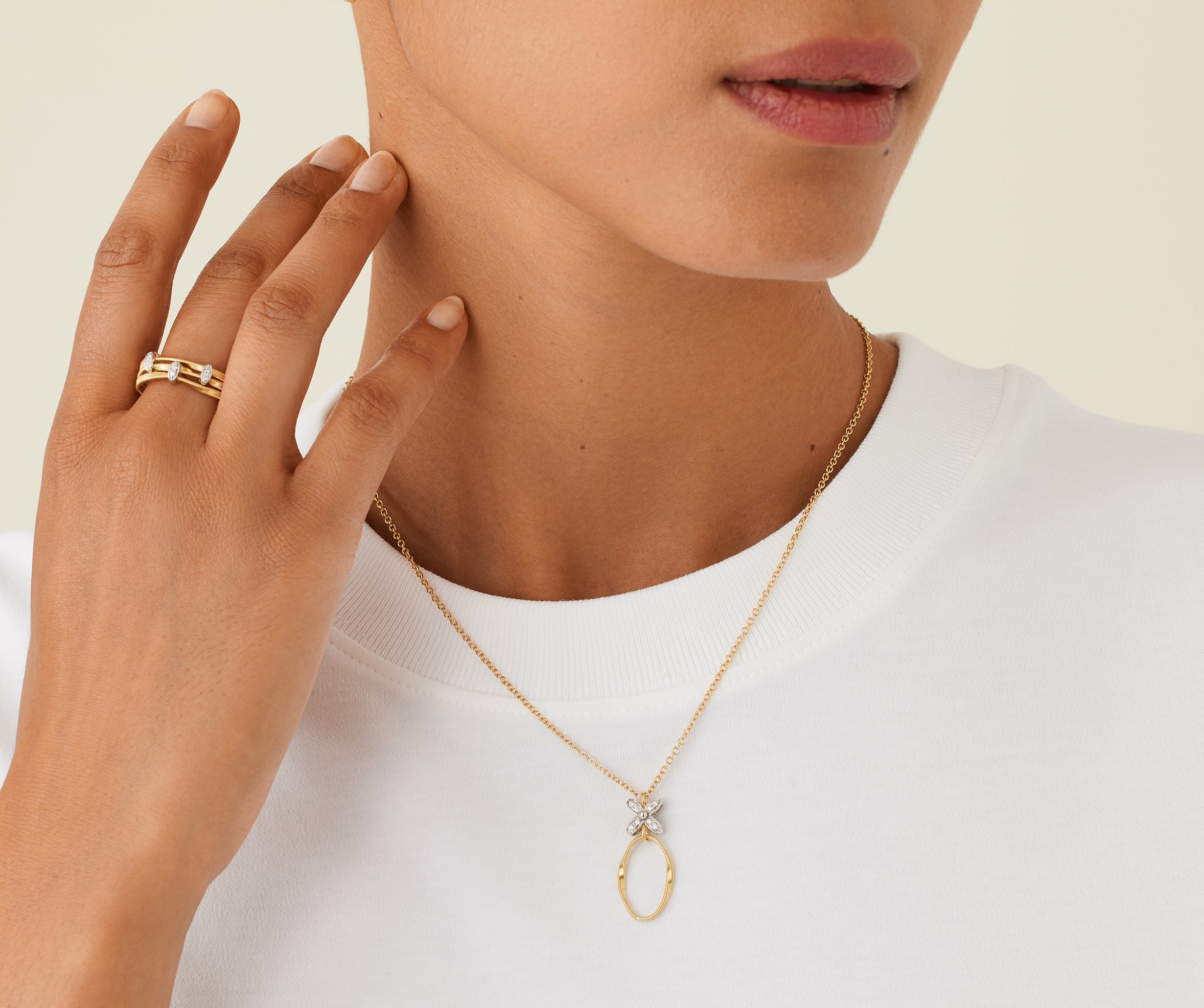Marco Bicego Marrakech Onde 18K Yellow Gold & White Gold Diamond Pendant Necklace CG830_B3_YW_M5 - THE SOLIST