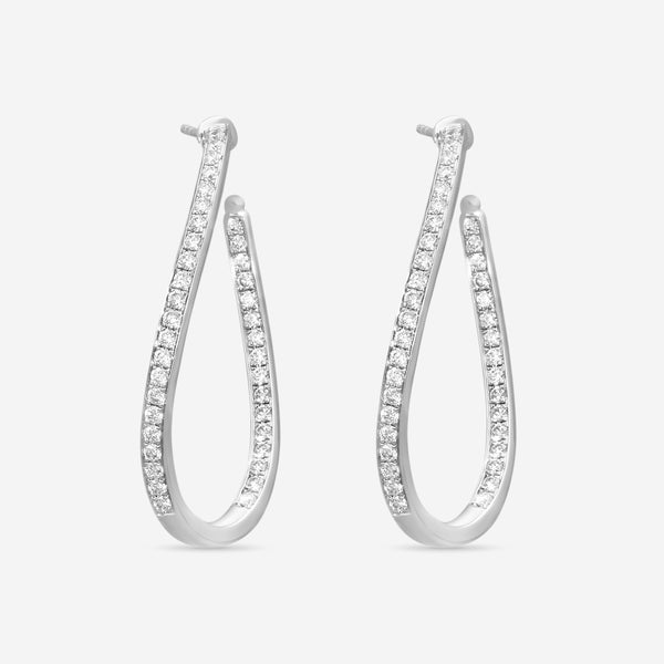 Mémoire Channel Set 18K White Gold Diamond Twist Hoop Earrings CHHO215-18KW