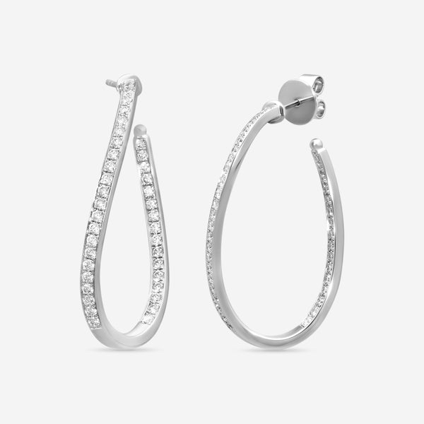 Mémoire Channel Set 18K White Gold Diamond Twist Hoop Earrings CHHO215-18KW