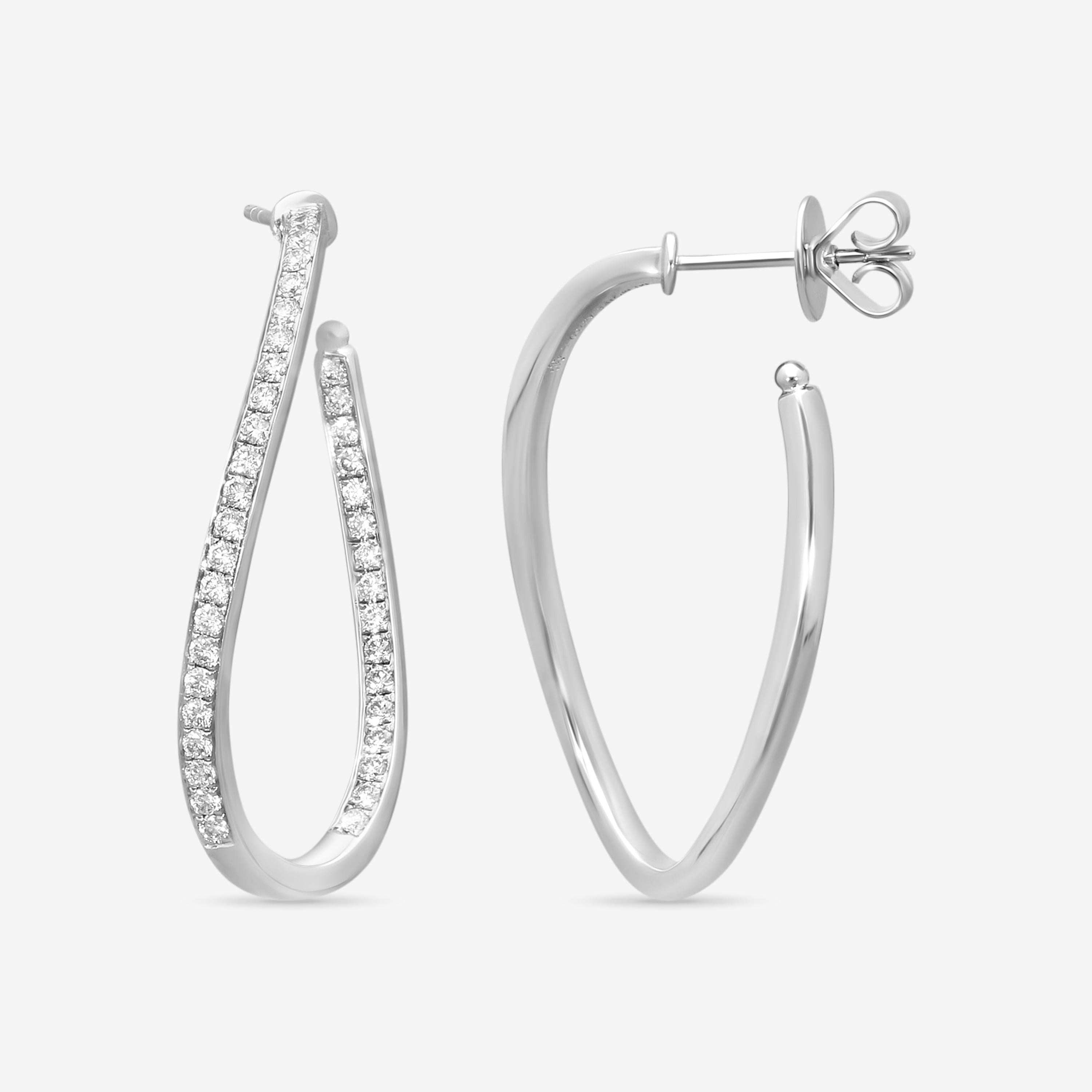 Mémoire Channel Set 18K White Gold Diamond Twist Hoop Earrings CHHO215-18KW