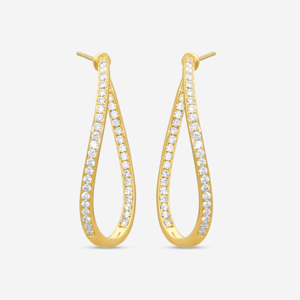 Mémoire Channel Set 18K Yellow Gold Diamond Twist Hoop Earrings CHH0215-18KY