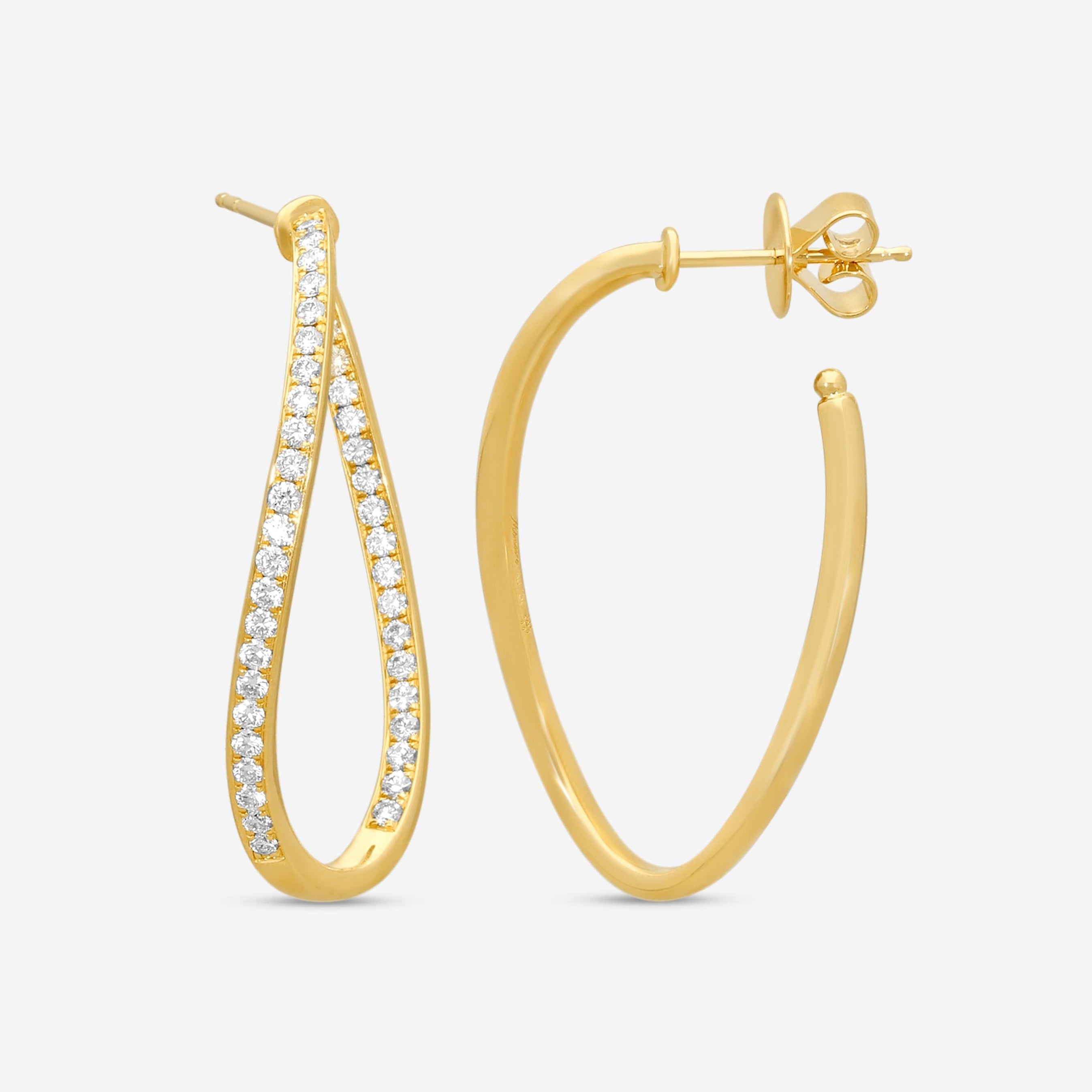 Mémoire Channel Set 18K Yellow Gold Diamond Twist Hoop Earrings CHH0215-18KY