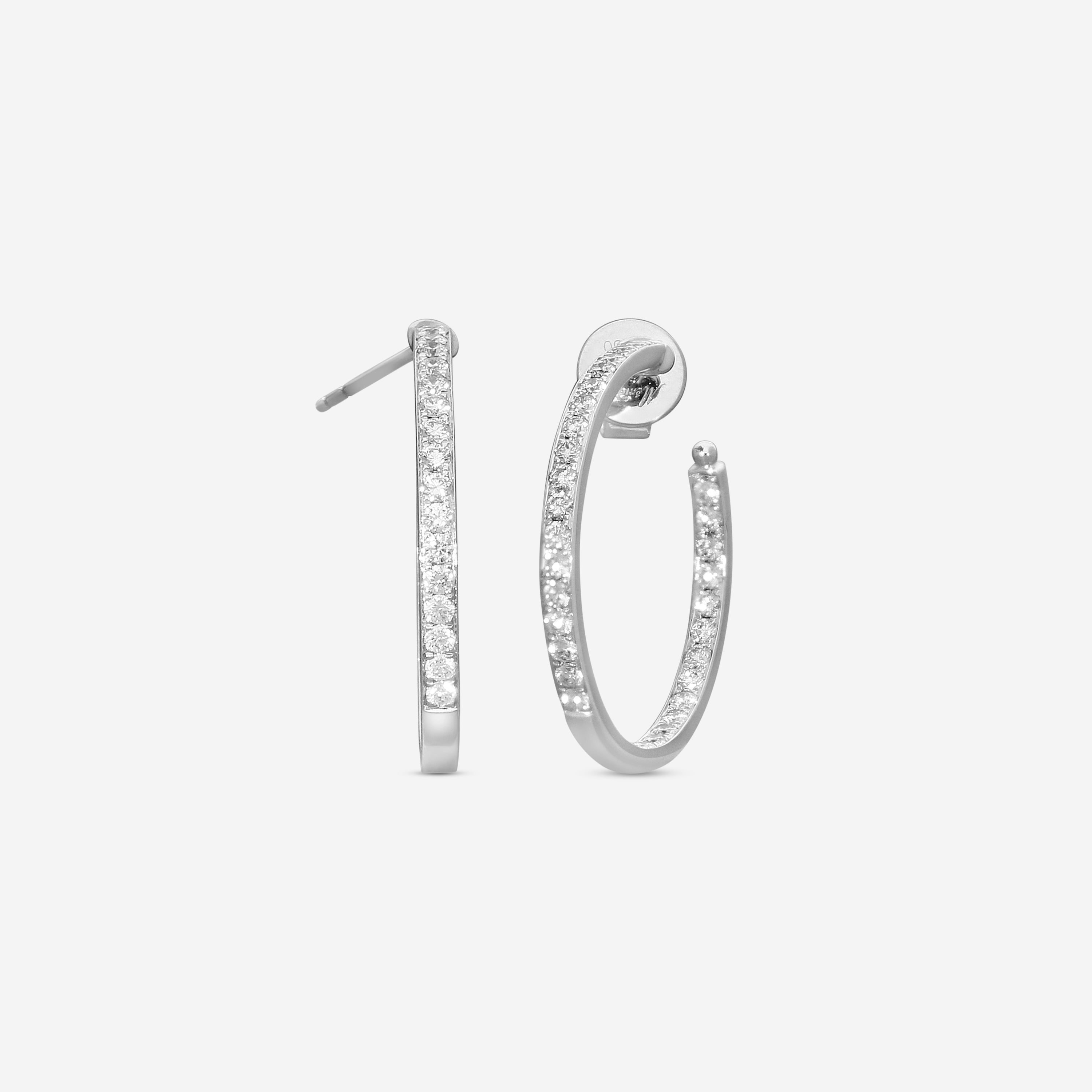 Mémoire 18K White Gold Round Pave Diamond Hoop Earrings CHHO20425258W72000 - THE SOLIST