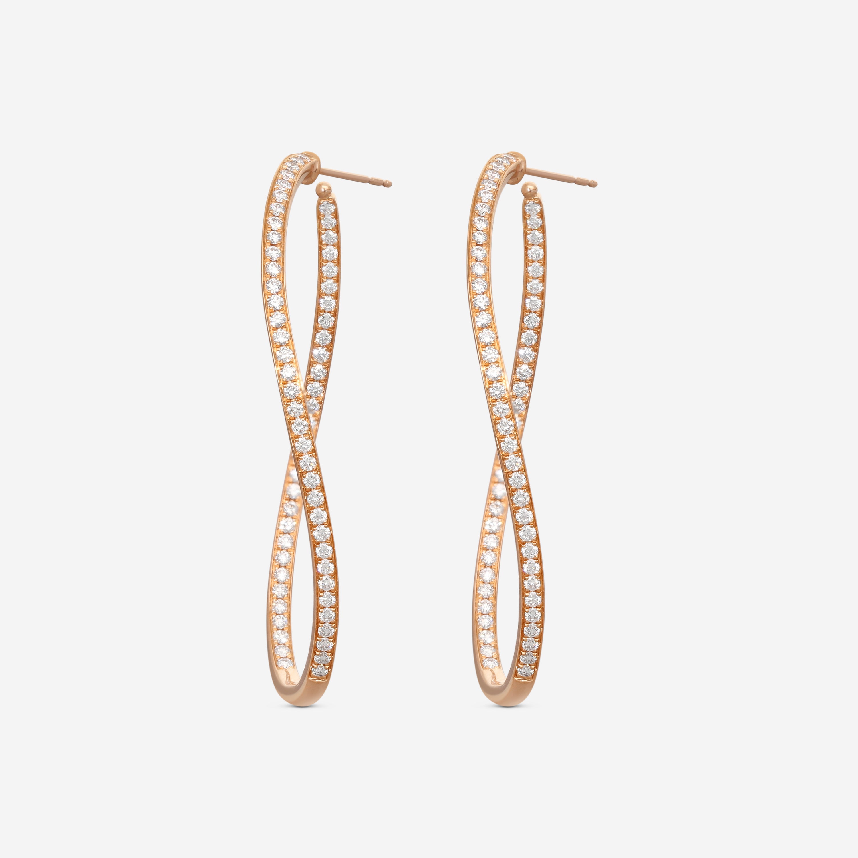 Mémoire Channel Set 18K Rose Gold Diamond Twist Hoop Earrings CHHO217