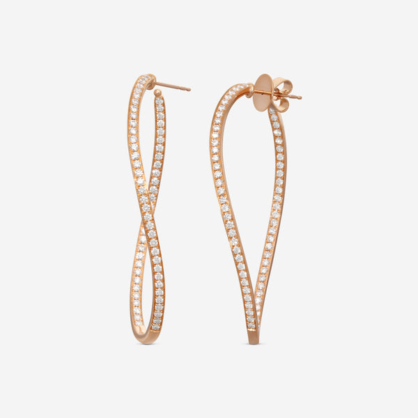 Mémoire Channel Set 18K Rose Gold Diamond Twist Hoop Earrings CHHO217