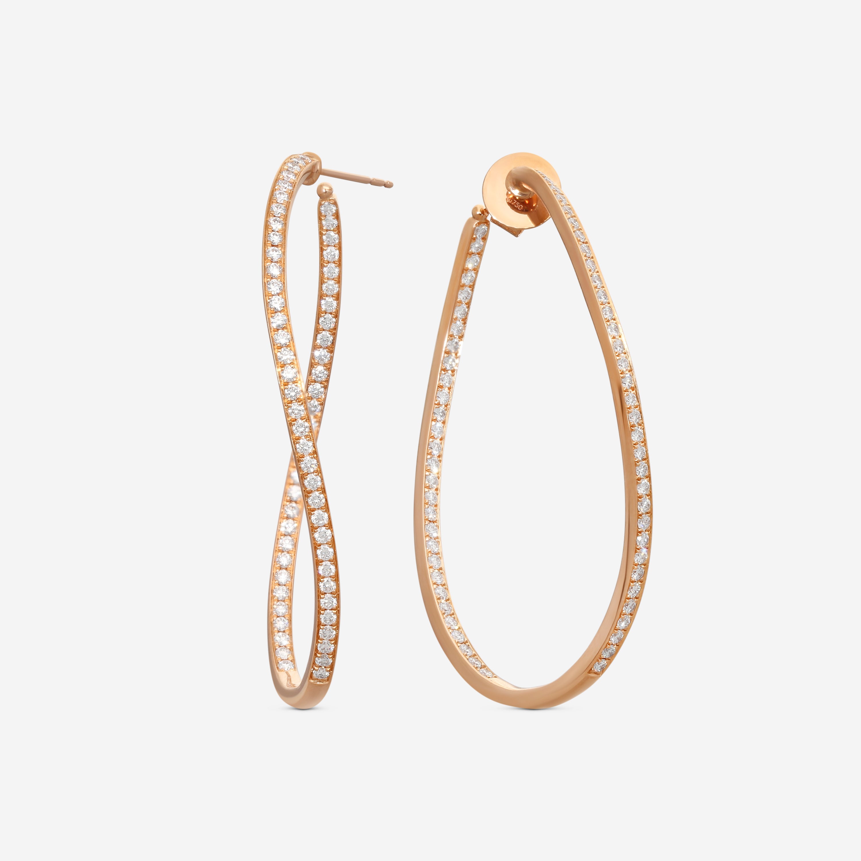 Mémoire Channel Set 18K Rose Gold Diamond Twist Hoop Earrings CHHO217