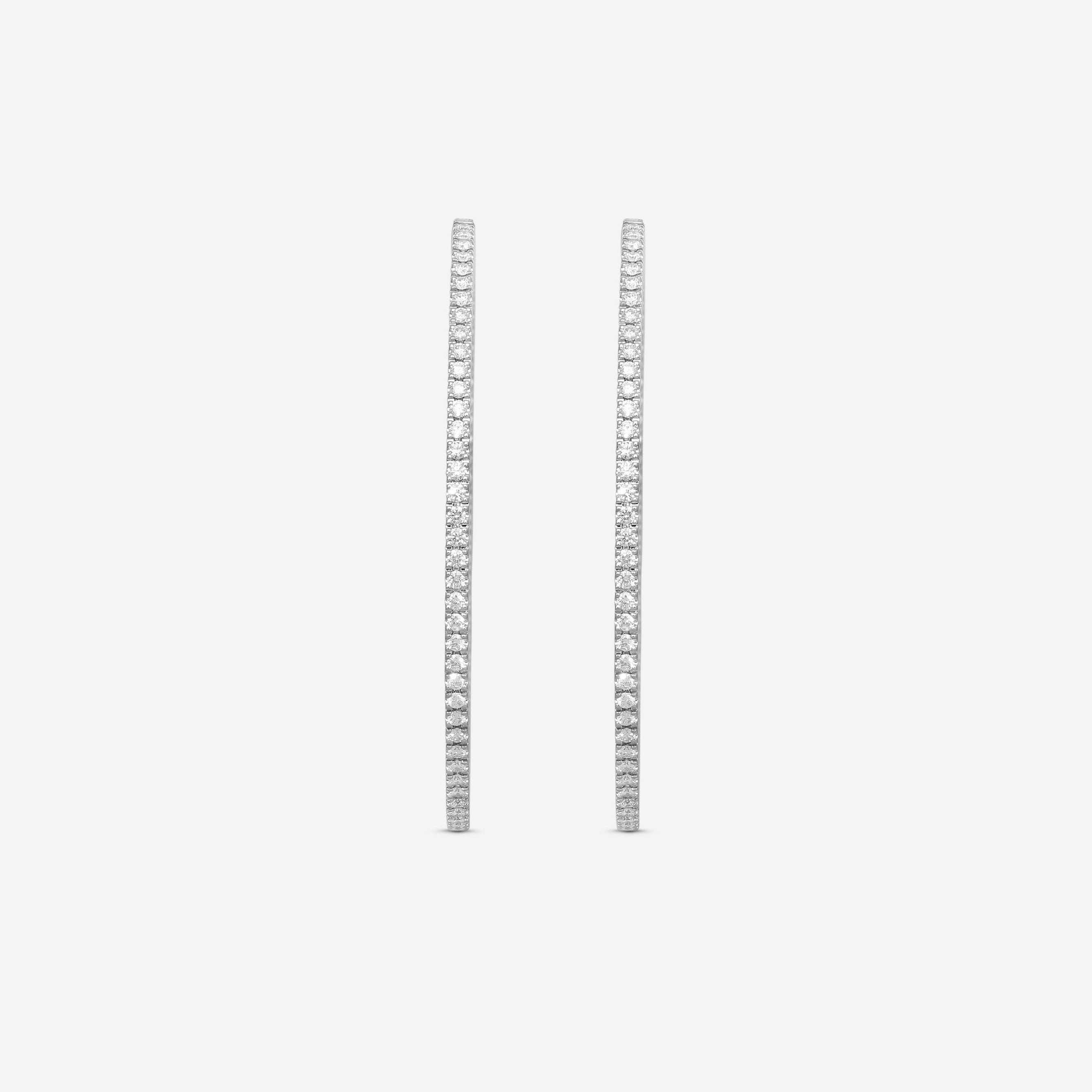 Mémoire 18K White Gold Diamond Oval Hoop Earrings CHHO223 - THE SOLIST