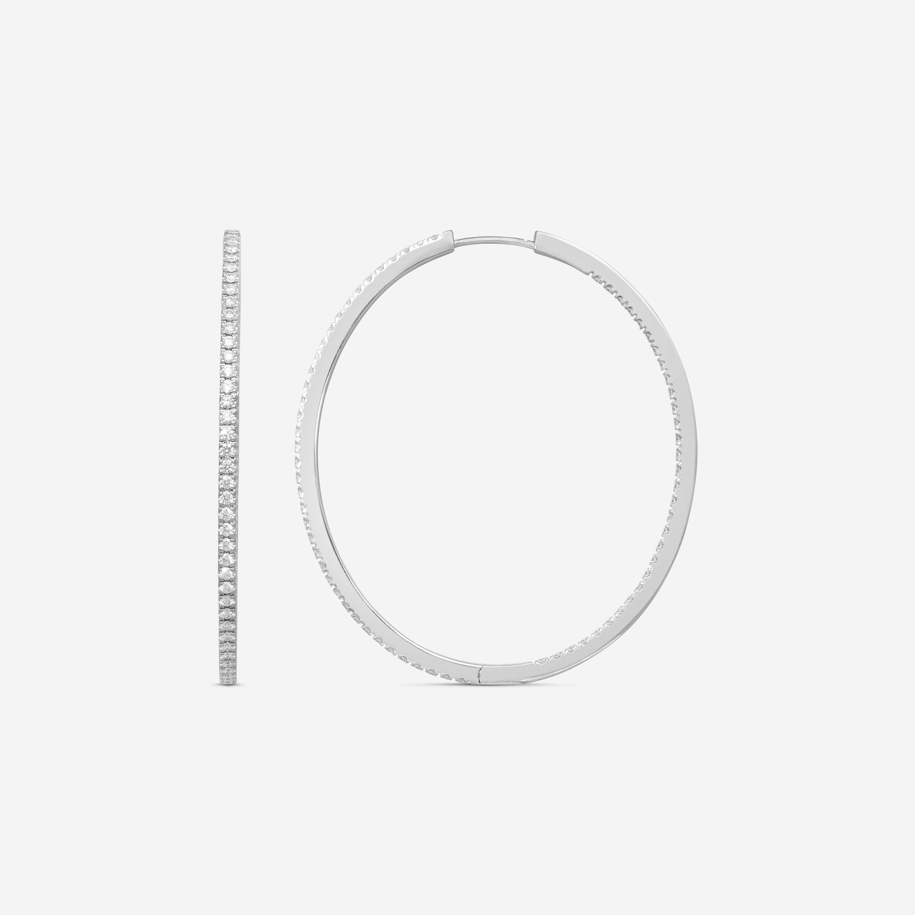 Mémoire 18K White Gold Diamond Oval Hoop Earrings CHHO223 - THE SOLIST