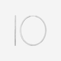 Mémoire 18K White Gold Diamond Oval Hoop Earrings CHHO223 - THE SOLIST