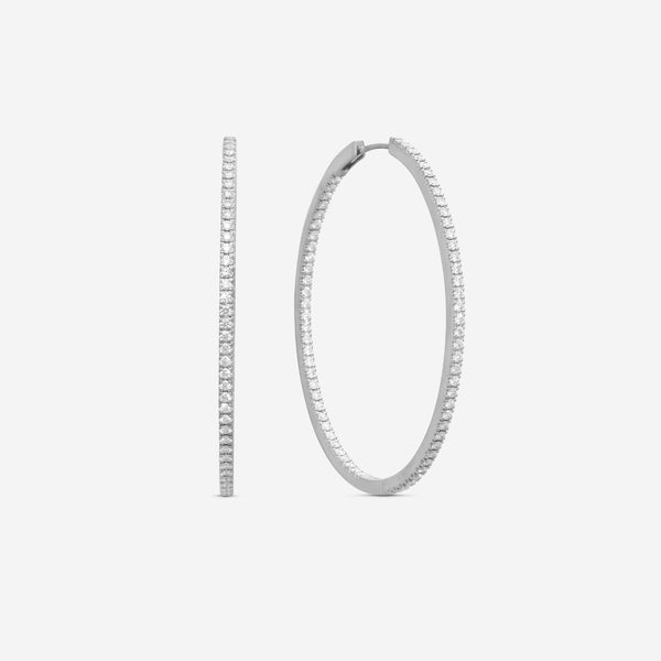 Mémoire 18K White Gold Diamond Oval Hoop Earrings CHHO223 - THE SOLIST