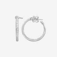 Mémoire Channel Set 18K White Gold Diamond Round Hoop Earrings CHHO259 - THE SOLIST