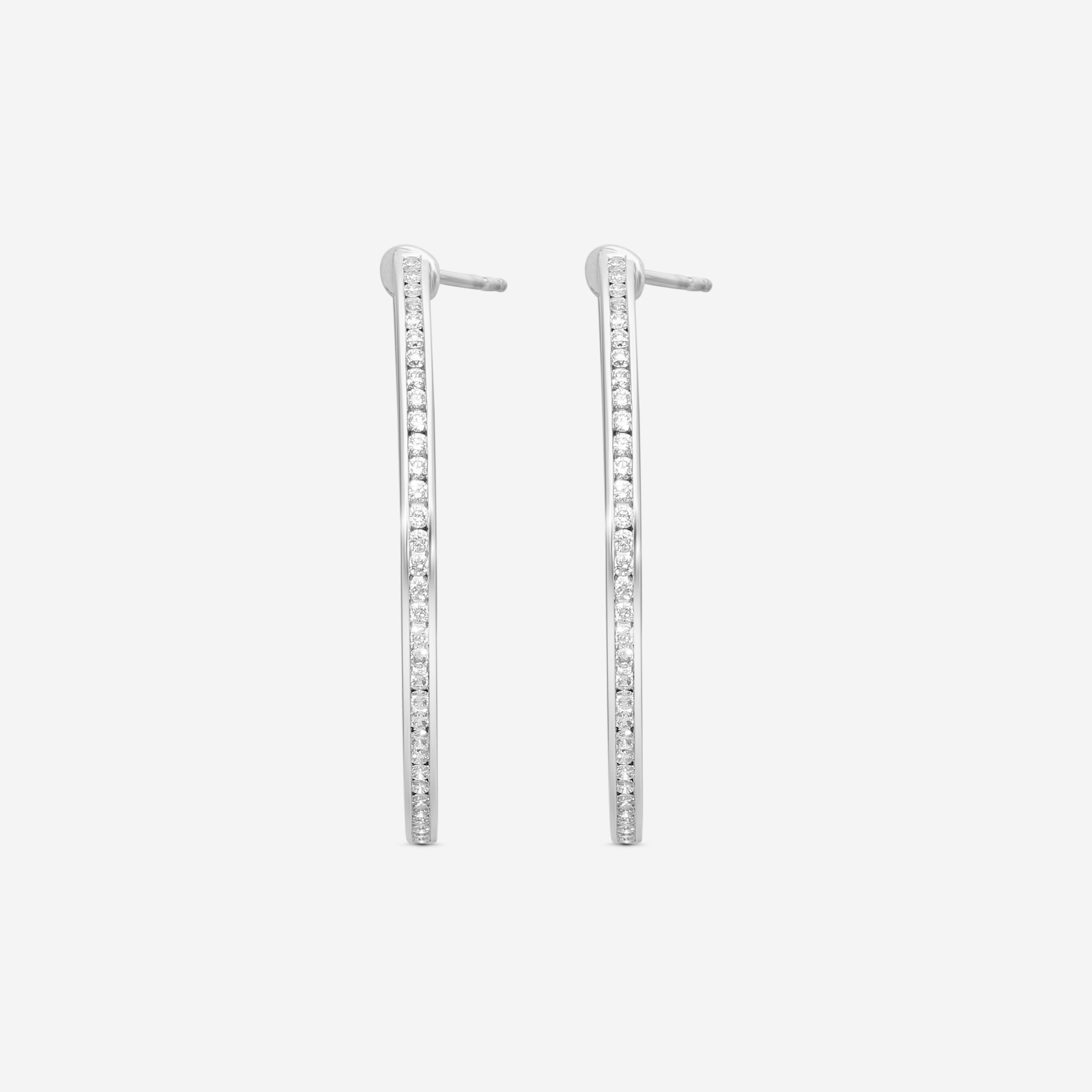 Mémoire Channel Set 18K White Gold Diamond Round Hoop Earrings CHHO263 - THE SOLIST