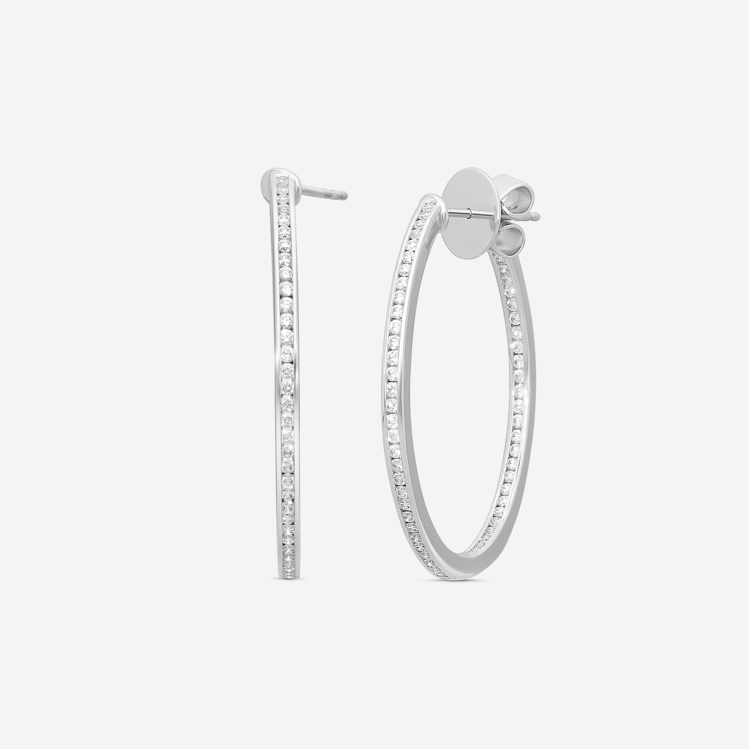 Mémoire Channel Set 18K White Gold Diamond Round Hoop Earrings CHHO263 - THE SOLIST