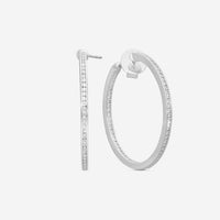 Mémoire Channel Set 18K White Gold Diamond Round Hoop Earrings CHHO263 - THE SOLIST