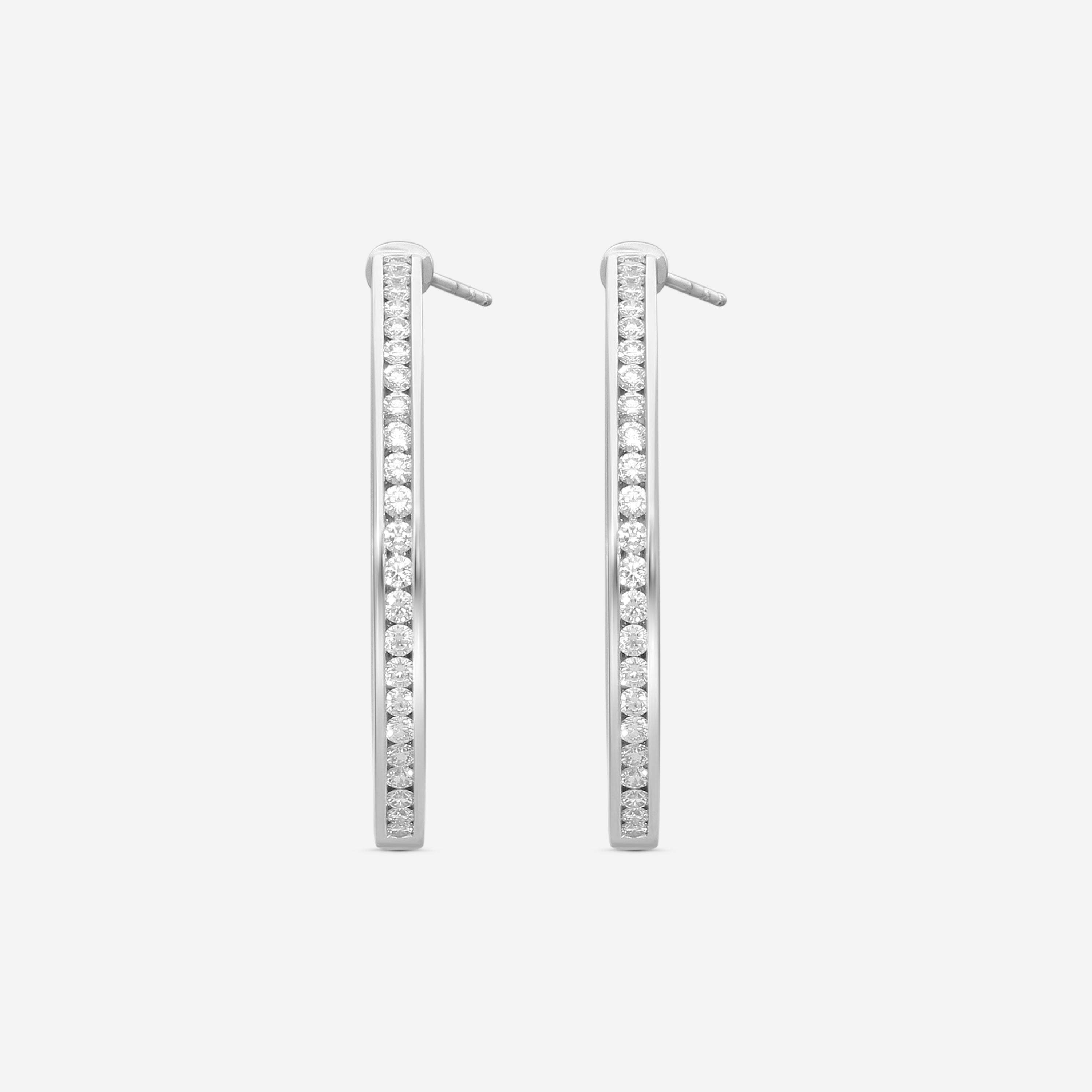 Mémoire Channel Set 18K White Gold Diamond Round Hoop Earrings CHHO265 - THE SOLIST