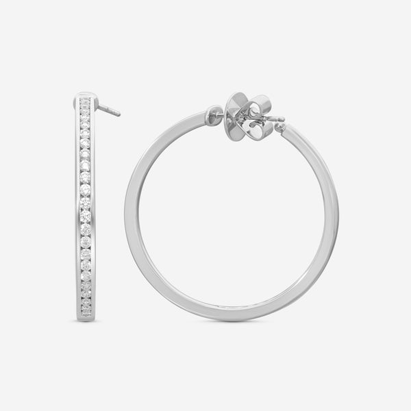 Mémoire Channel Set 18K White Gold Diamond Round Hoop Earrings CHHO265 - THE SOLIST
