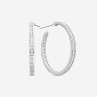 Mémoire Channel Set 18K White Gold Diamond Round Hoop Earrings CHHO265 - THE SOLIST