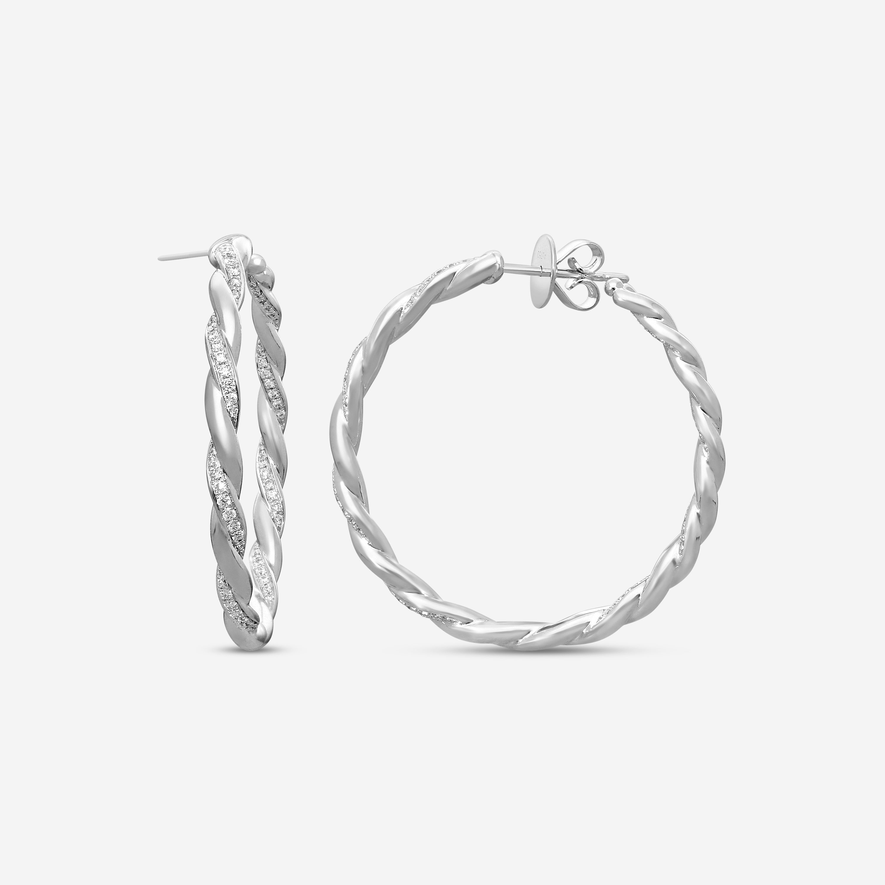 Memoire - Vine Twisted Pave Hoops - Medium 0.41-0.48ctw 3535 72 8W - CHHO277-18KW - THE SOLIST