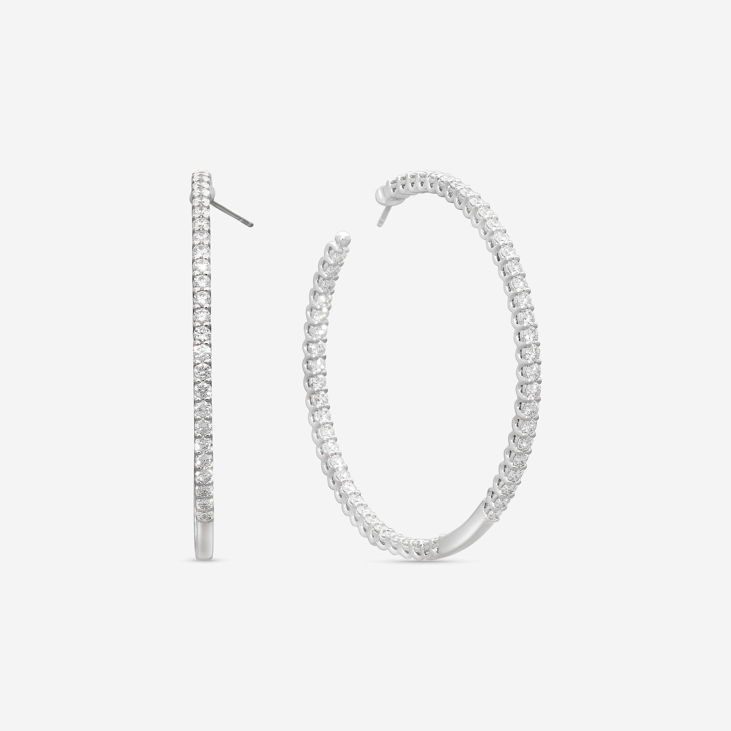 Mémoire Woven Gallery 18K White Gold Diamond Hoop Earrings CHHO290 - THE SOLIST